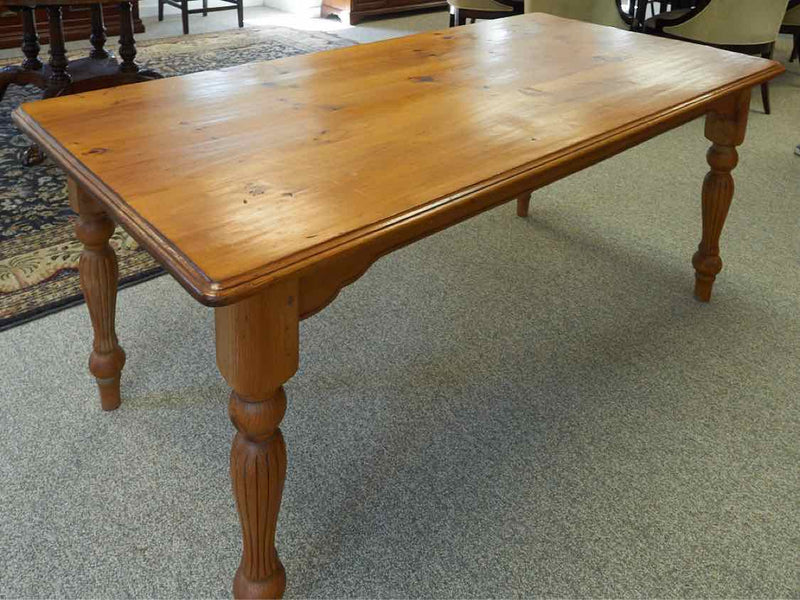 Rustic Pine Dining Table With Turned Legs