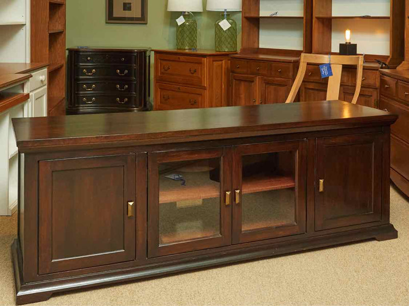 Crate & Barrel 'Madison' Mangowood Dark Stain Finish 4 Door Media Console