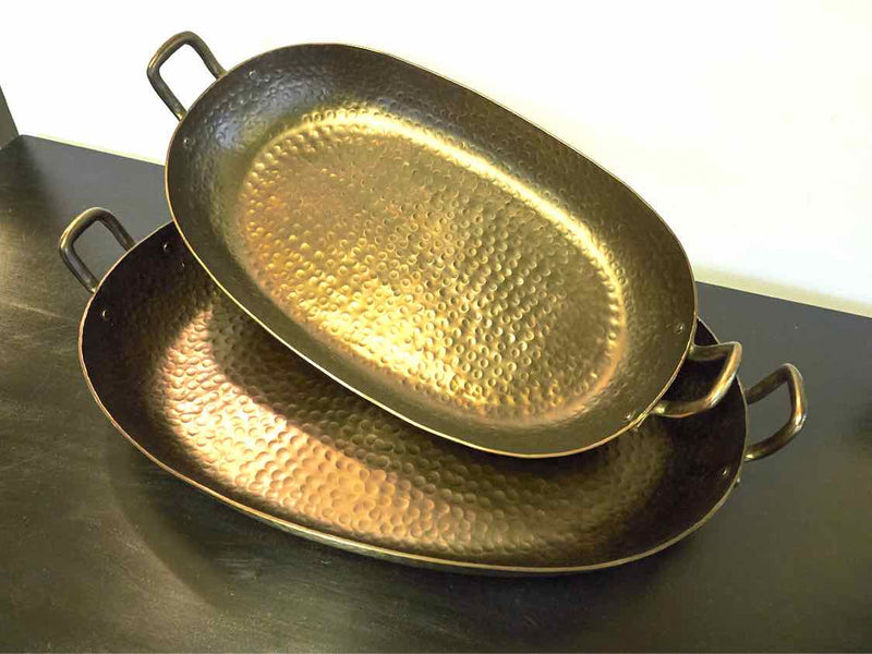 'Pama' Set of Two Hammered Gold Trays