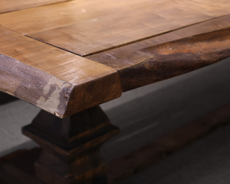 Custom Live-Edge Plank Top Trestle Farm Table