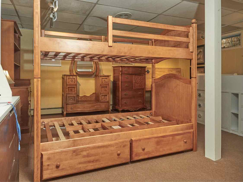 Oak Design Maple  Twin  Bunkbed With 2 Storage Drawers & Ladder