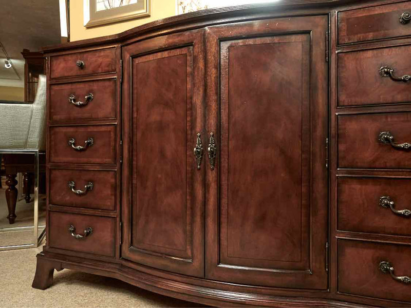 Drexel Mahogany Sideboard with 12 Drawers & 2 Doors with Antique Bronze Handles