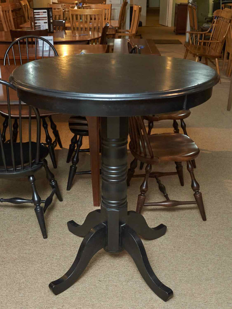 Black Finish High Top  Round Table Includes 2 Swivel Chairs