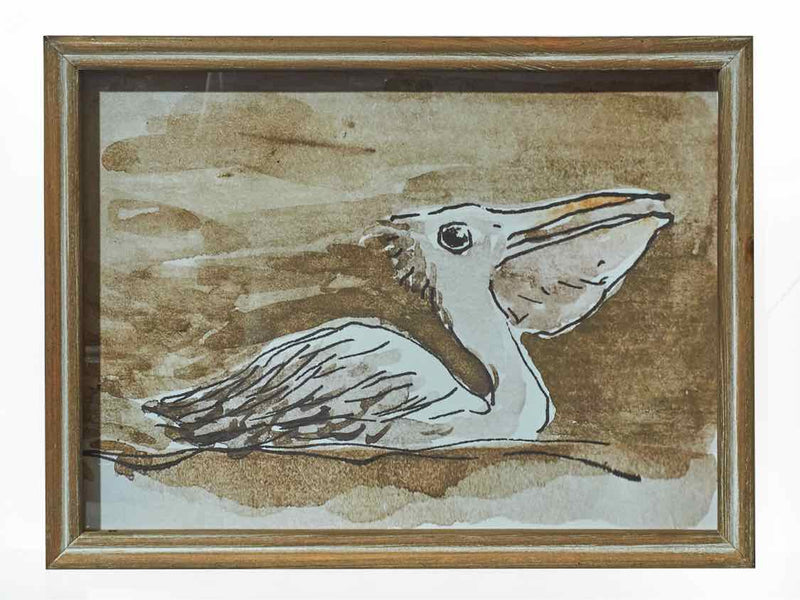 Pelican Print Under Glass