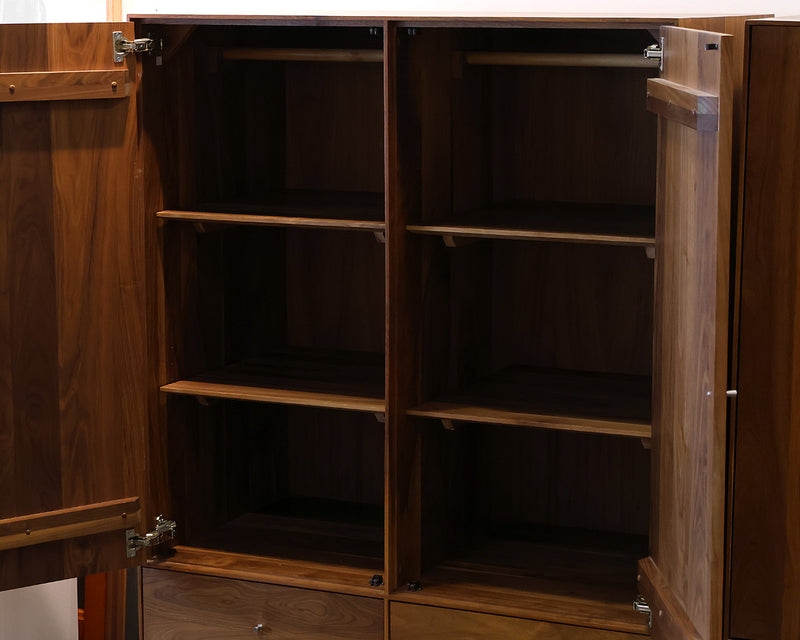 Room & Board Hudson Armoire in Walnut with Stainless Steel Pulls