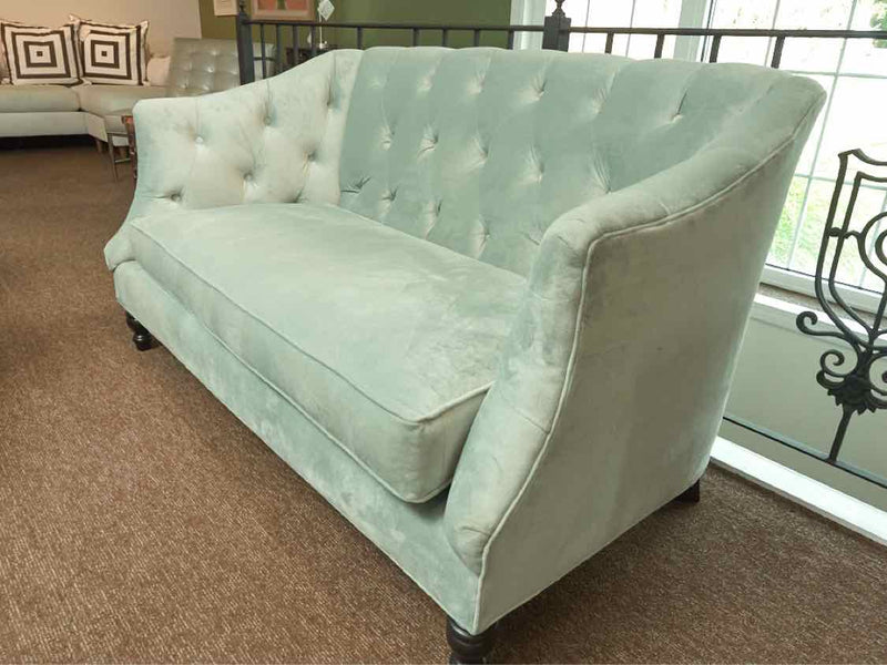 Mint Green Performance Velvet Tufted Back  Loveseat