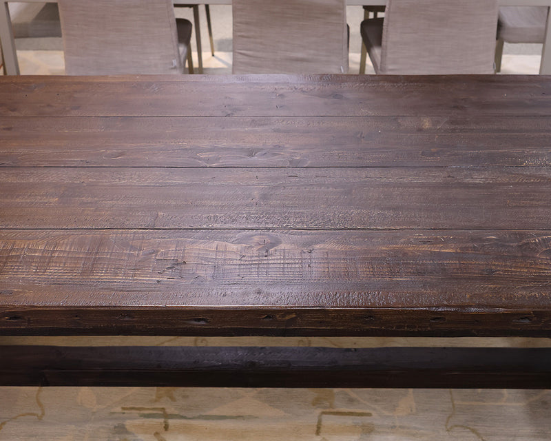 RH Farmhouse Reclaimed Wood Expanding Dining Table in Dark Finish