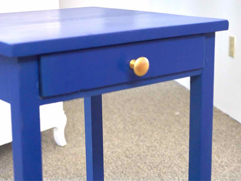 Royal Blue Side Table W/ One Drawer