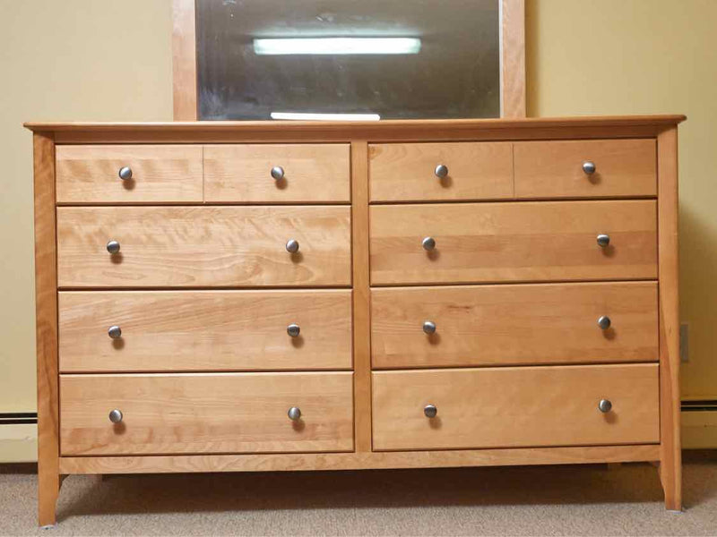 Witmer Light Cherry 8 Drawer Dresser with Mirror & Nickel Hardware