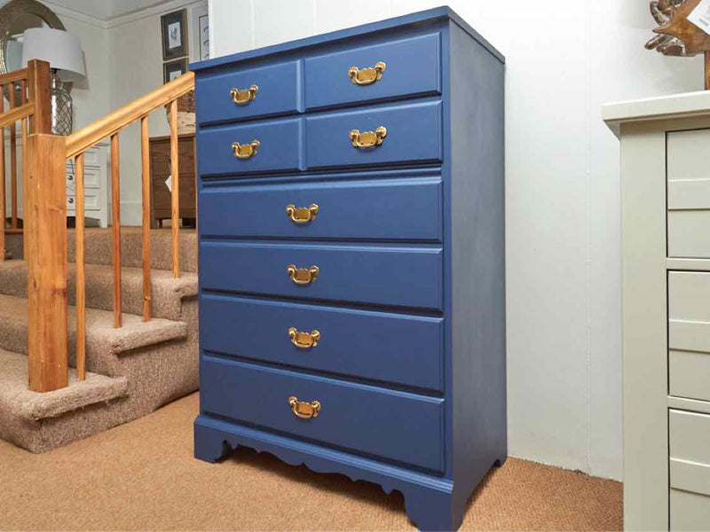 Dixie 'Delhinium Blue' Finish 5  Drawer Chest with Brass Hardware