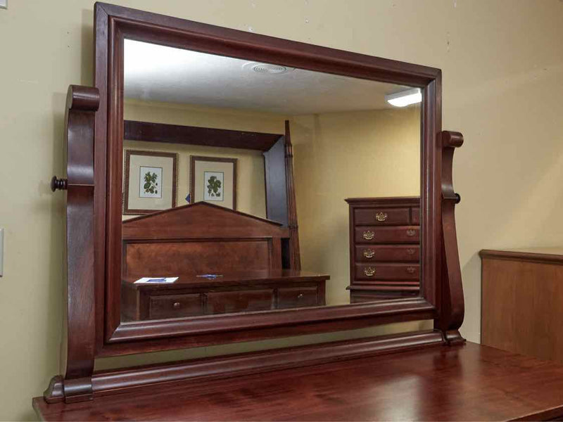 Mahogany Empire Style 6 Drawer Dresser With Mirror