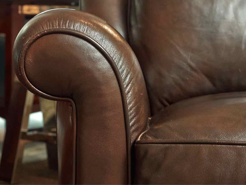 Hancock and Moore Espresso Brown Leather Swivel & Rocking Chair