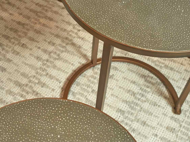 Crate & Barrel  'Keya' Round Faux Shagreen Top Nesting Side Tables