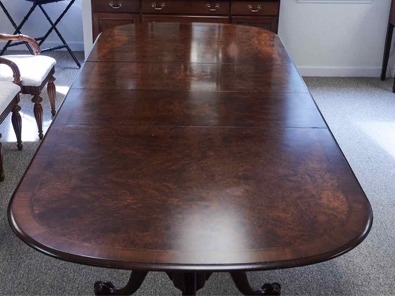 Banded Mahogany Double Pedestal Dining Table