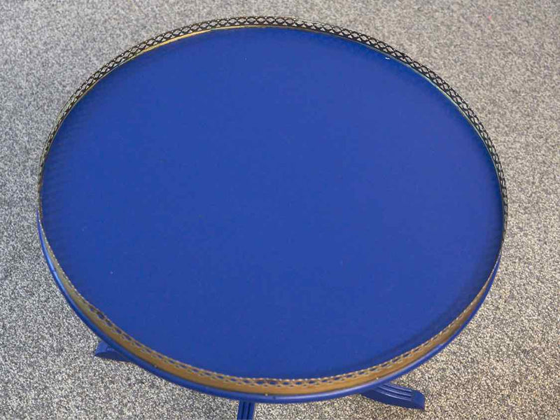 Royal Blue Cocktail Table W/ Brass Gallery