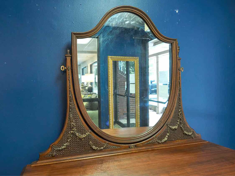 Mahogany Bowfront Dresser With Shield Mirror