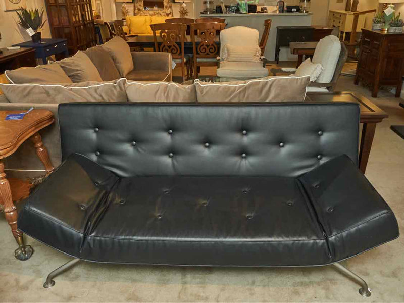 Bo Concept Black Bonded Leather Sofa Bed