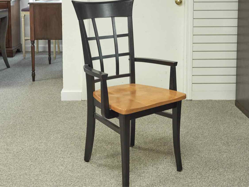 Black & Maple Round Dining Table With Set of Four Chairs