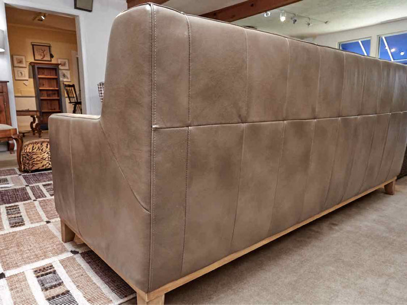 'Mocha Latte'  Tufted 3 Cushion  Leather Sofa