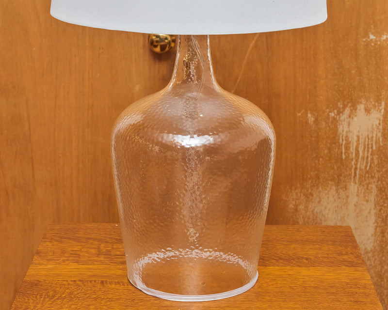 Seeded Glass French Wiring With Linen Shade Table Lamp