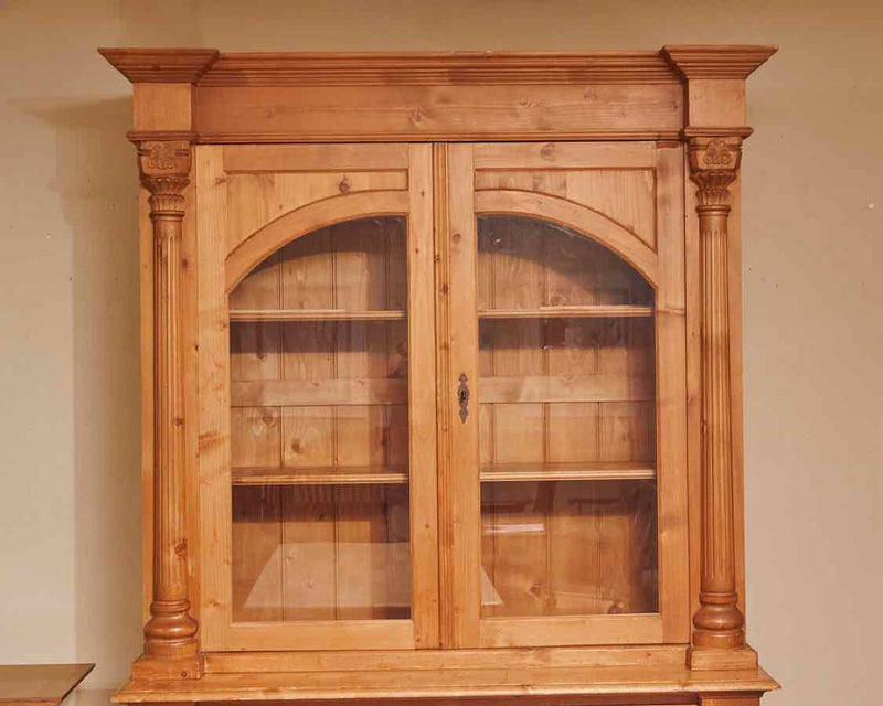 Reclaimed Pine 2 Glass Door 2 Drawer/Door With Reeded Columns Cabinet