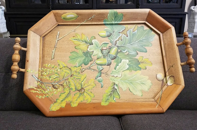 Victorian Octagonal Tray with Oak Leaf