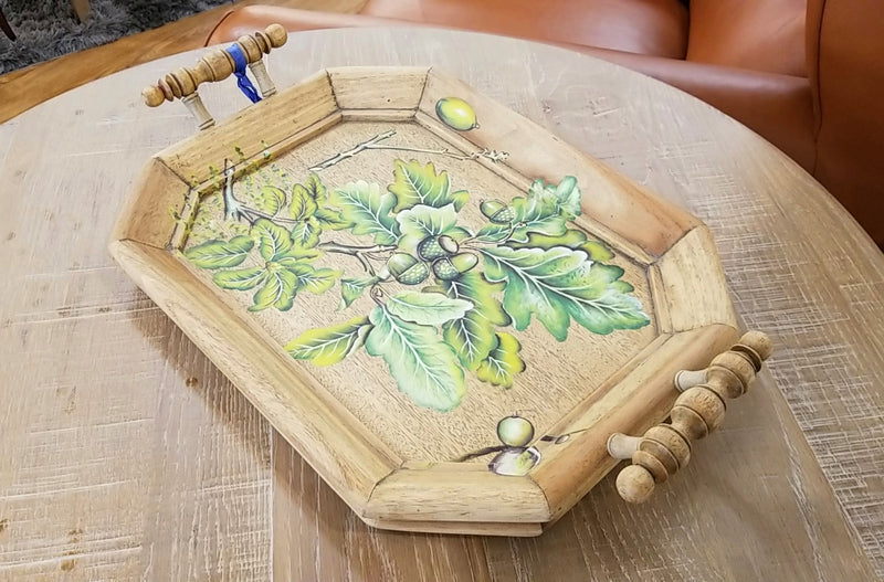 Victorian Small Octagonal Tray with Oak Leaf Motif