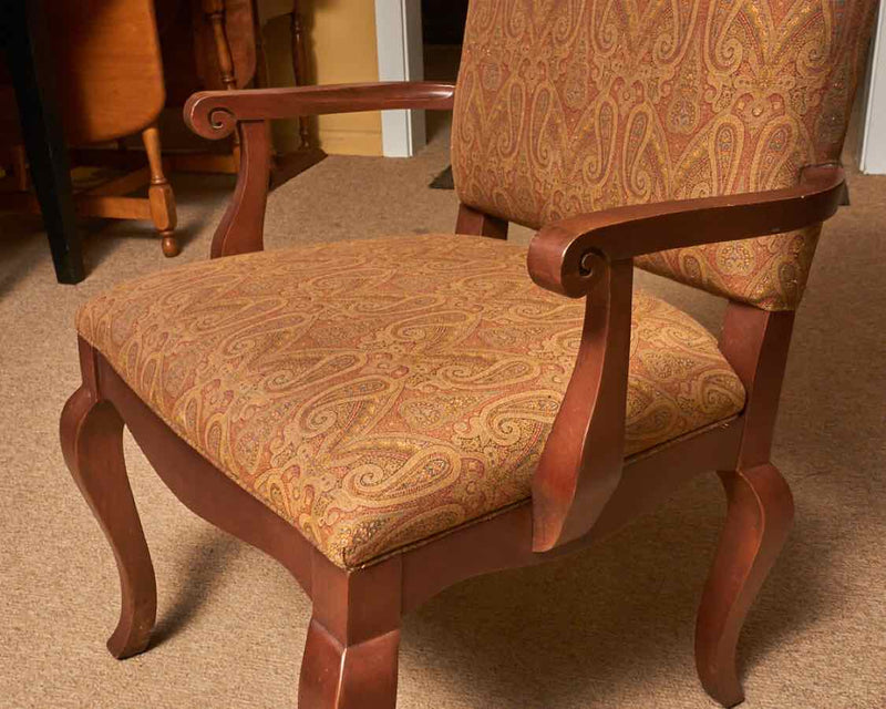 Set Of 6 Ethan Allen 2 Paisley Arm & 4 'Golden Rod' Upholstered i Dining Chairs