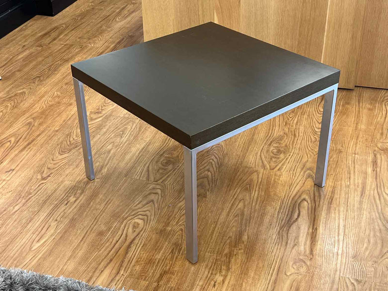 Espresso Side Table w/ Metal Base