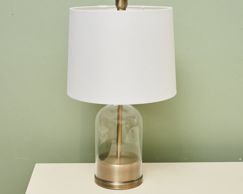 Clear Glass Bell Shape  Gold Accent Table Lamp