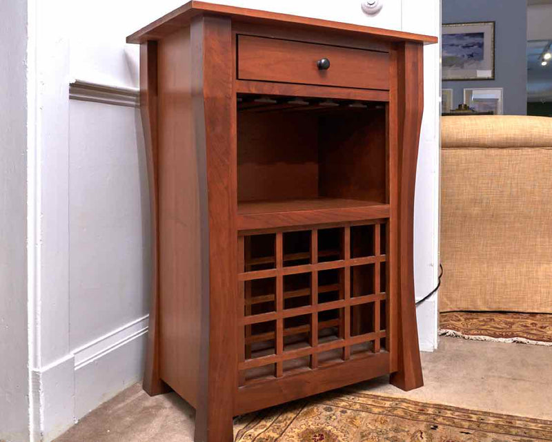 Conrad Grebel Solid Cherry 12 Bottle Wine Holder & Drawer  Bar Cabinet