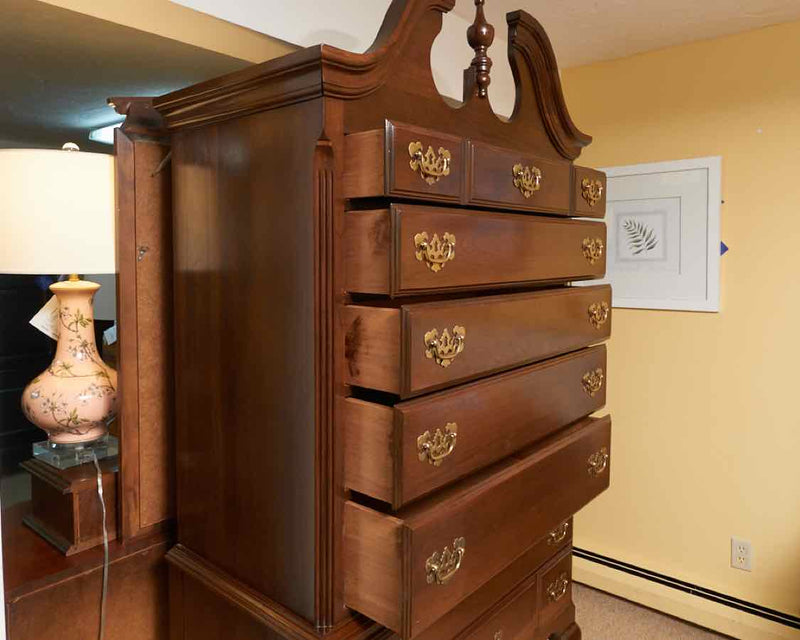 Dark Stained Cherry 5 Over 2 Drawer Highboy Chest