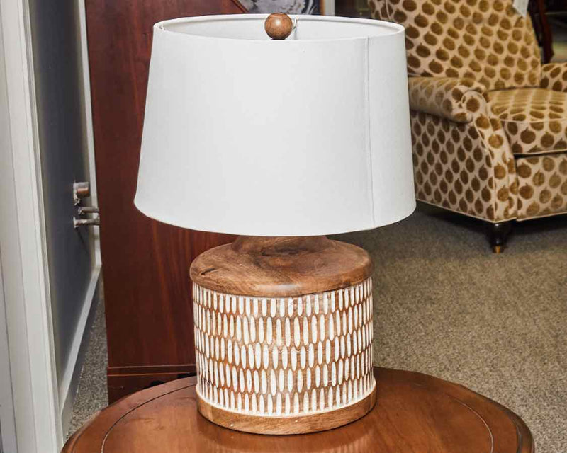 Carved Wood Table Lamp