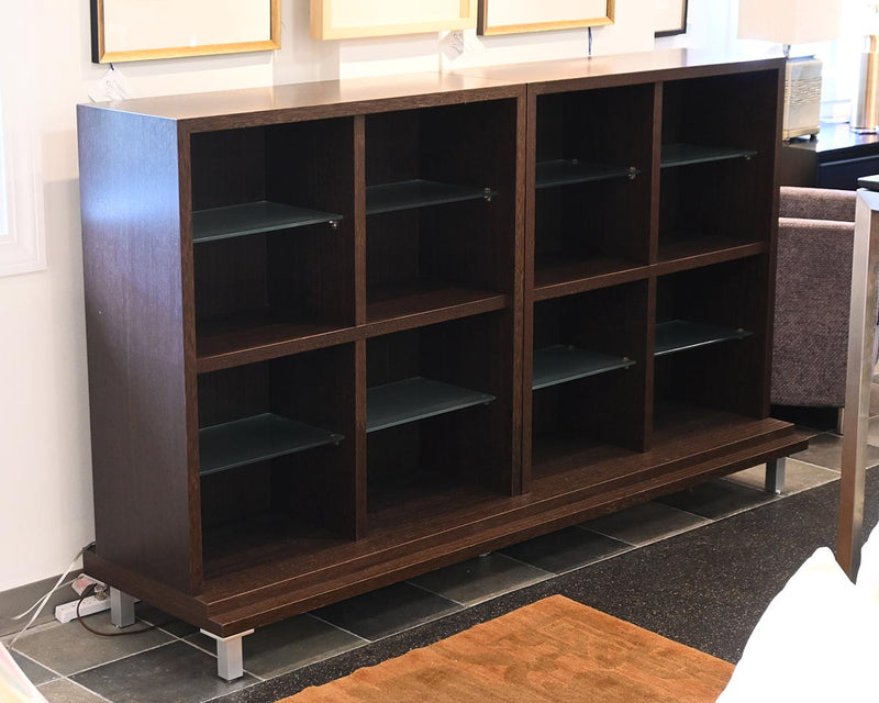 Design Within Reach 3 Piece Espresso Bookcase w/ Frosted Glass Shelves