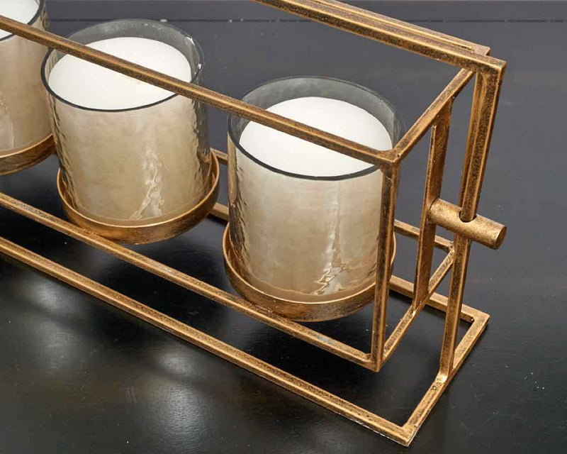 "Wenman" Triple Candleholder in Gold