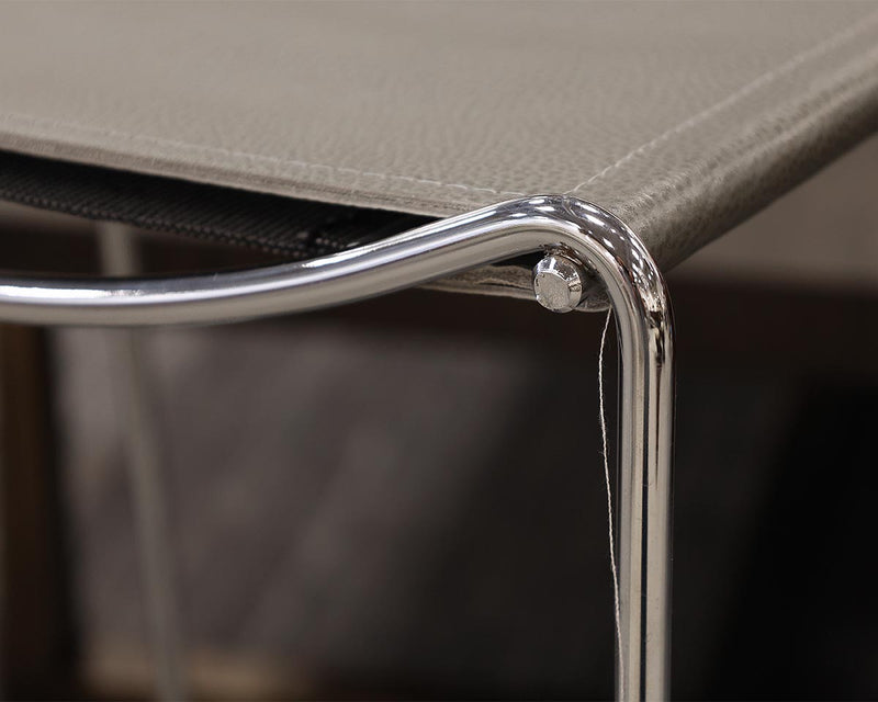 Dark Grey Embossed Leather Counter Stools on Chrome Frame