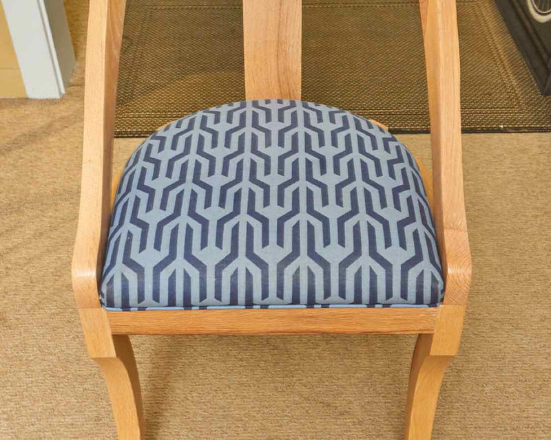 Serena and Lily Maple Side Chair with Light Blue & Navy Contemporary Upholstery