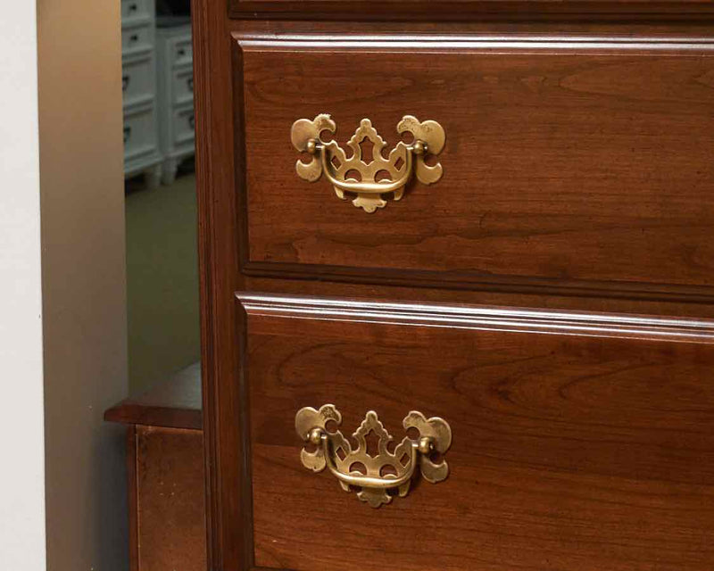 Dark Stained Cherry 5 Over 2 Drawer Highboy Chest