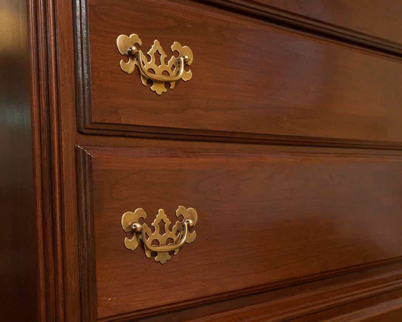 Dark Stained Cherry 5 Over 2 Drawer Highboy Chest