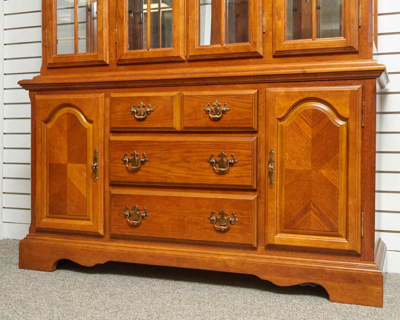 Solid Oak Glass Door China Cabinet