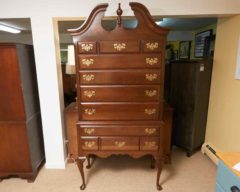 Dark Stained Cherry 5 Over 2 Drawer Highboy Chest