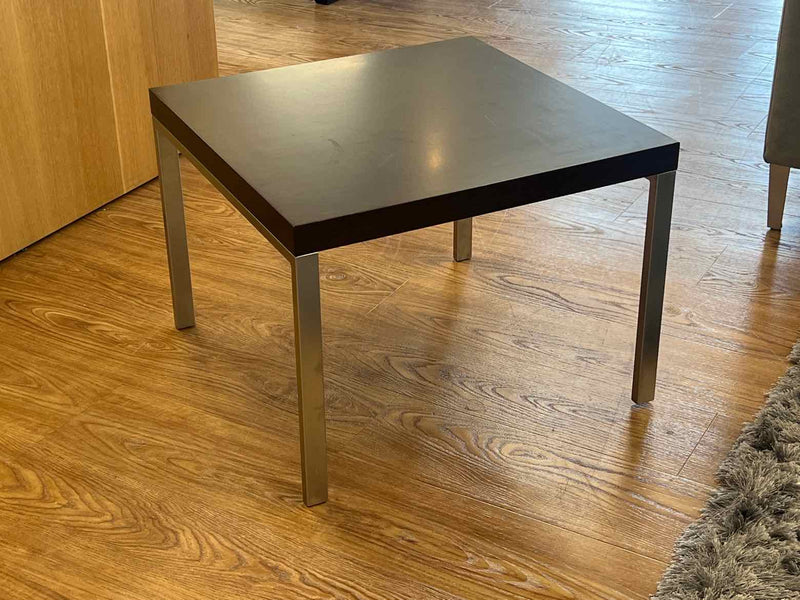 Espresso Side Table w/ Metal Base