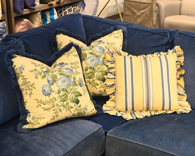 Set of 3 Yellow & Blue Accent Pillows