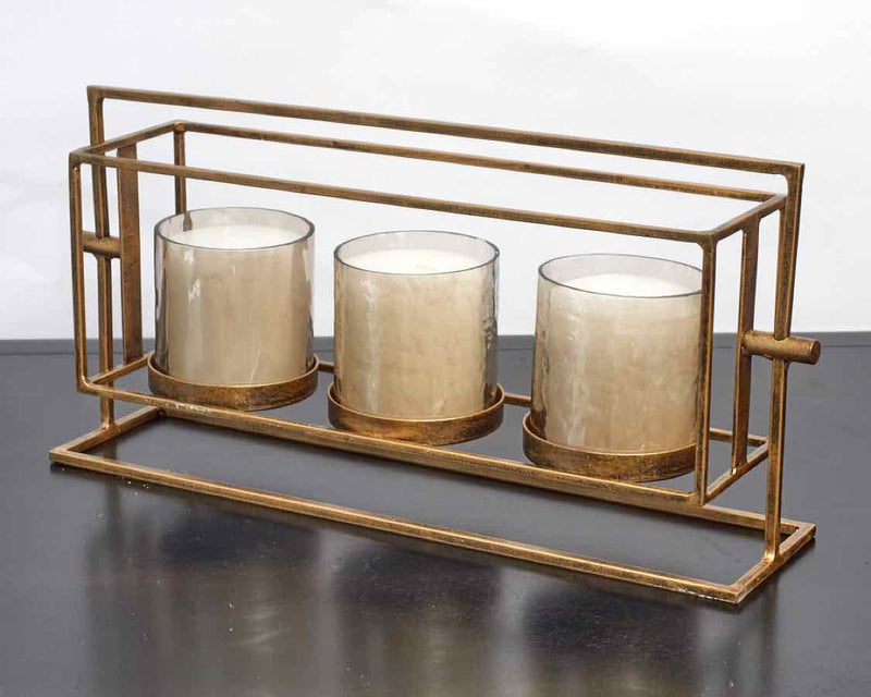 "Wenman" Triple Candleholder in Gold