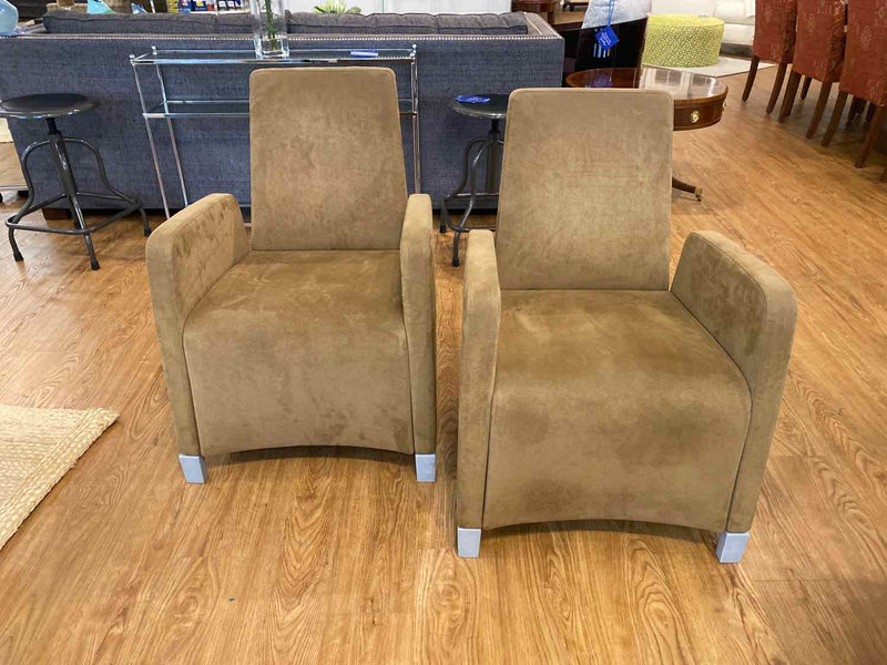 Pair of Cassina "Minta" Tan Contemporary Armchairs