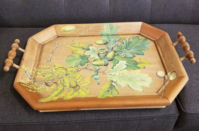 Victorian Octagonal Tray with Oak Leaf