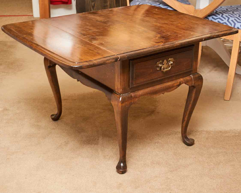 Sprague & Carleton  Dark Stained Cherry 1 Drawer Drop Leaf Side Table