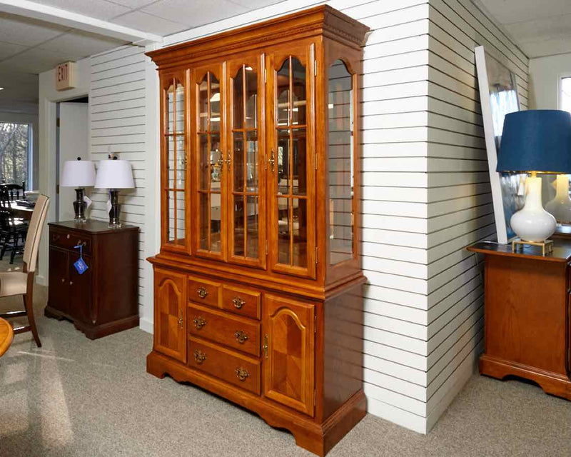 Solid Oak Glass Door China Cabinet