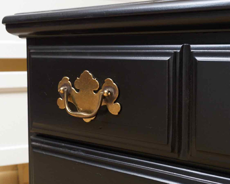 Black finish 3 drawer Nightstand with Brass Handles