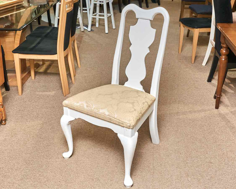 Set Of 2 Arm 2 Side Ivory Painted Dining Chairs